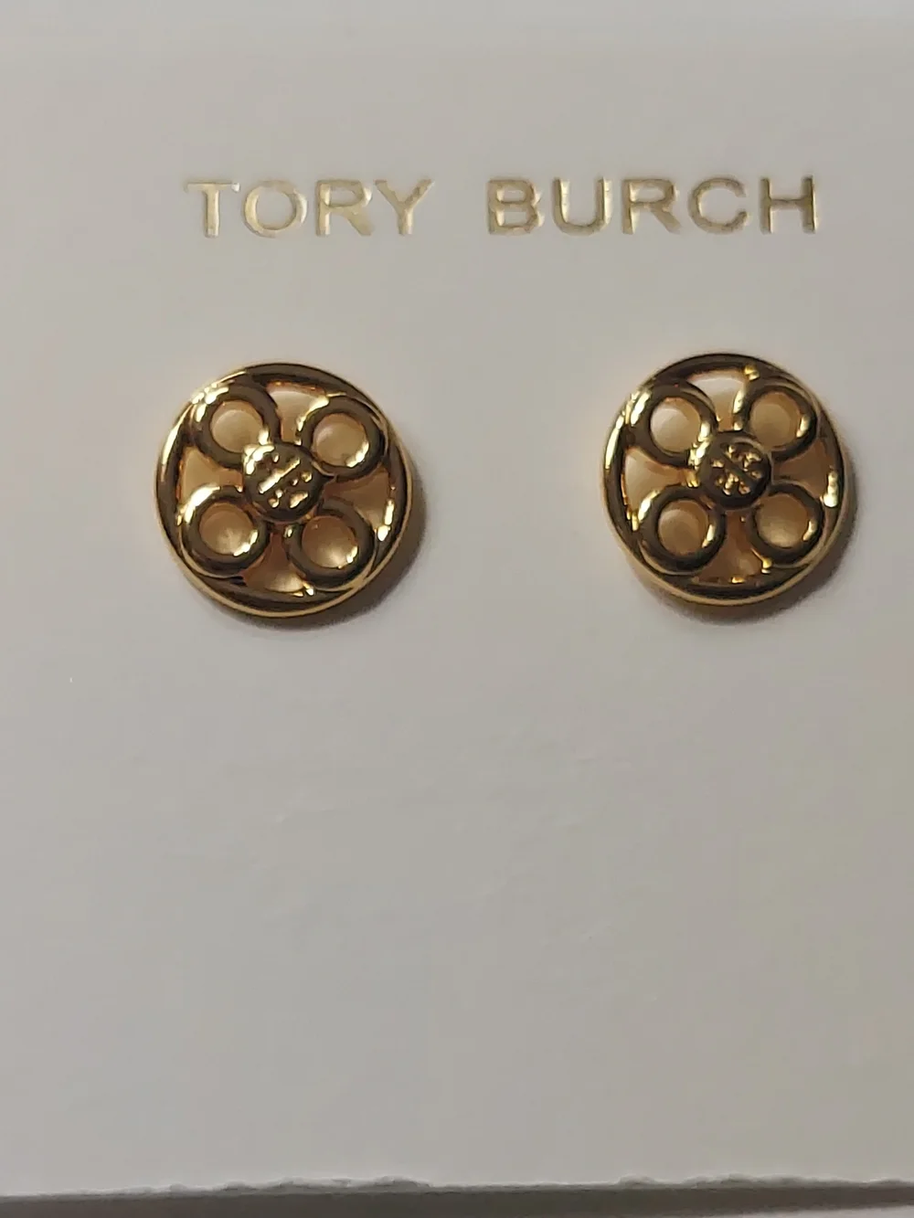 Tory Burch Gold Floral Cutout Stud Earrings
